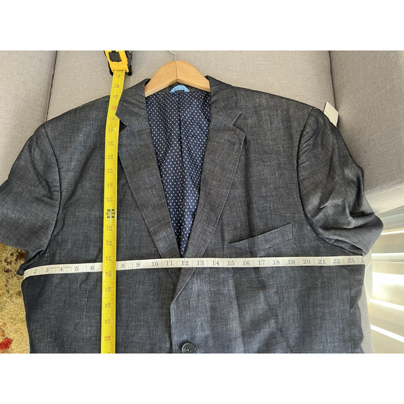 Mens Made Cam Newton Navy Blazer Sport Coat Linen ,formal ,wedding work Sz-48 - Picture 5 of 6